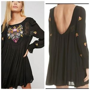 Free People Mohave Embroidered Midi Dress Black Size SX